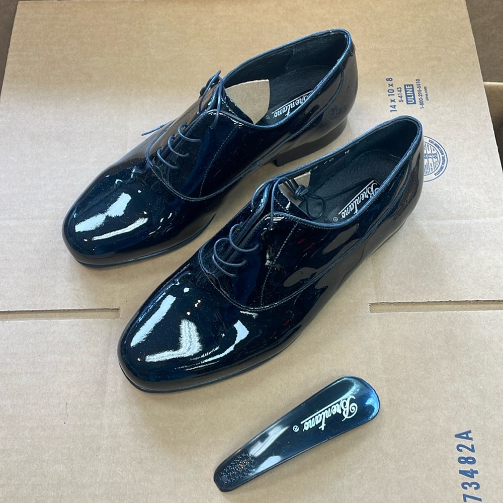 Black Patent Leather Lace Up Tuxedo Shoes New